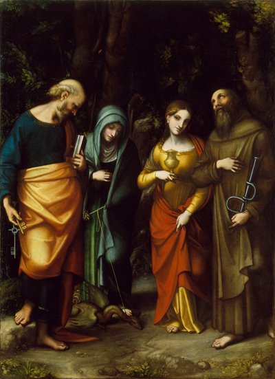 Saints Peter, Martha, Mary Magdalen, and Leonard, c.1515-7 by Antonio da Correggio